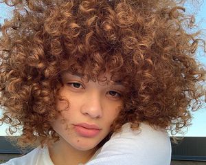 woman with curly hair