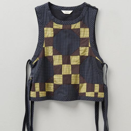 Toast Side Tie Patchwork Cotton Top